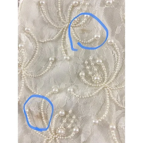 Vintage Gloria Vanderbilt Women's Ivory Lace Beaded Wedding Dress - 1XL - Picture 4 of 13